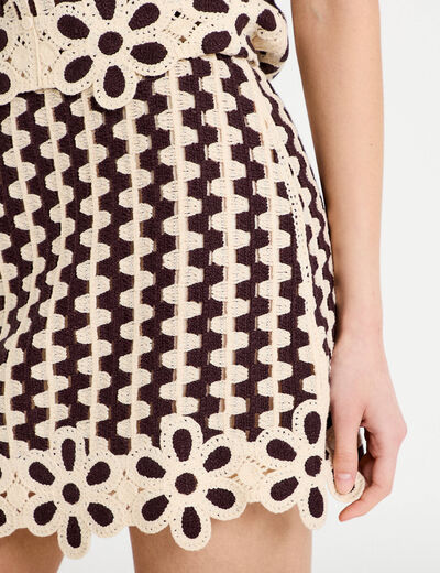 Jupe droite courte marron fonc&eacute; femme