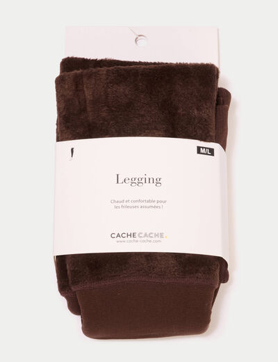 Legging chaud taille haute marron fonc&eacute; femme