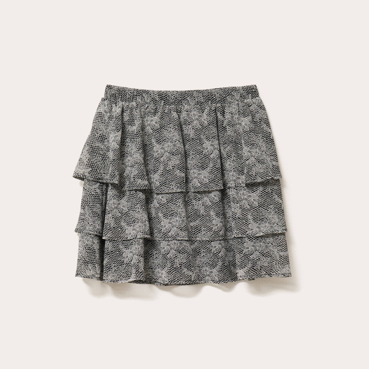 Jupe courte &eacute;vas&eacute;e doublure recycl&eacute;e blanc femme