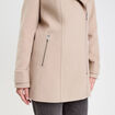 Manteau droit avec capuche beige femme