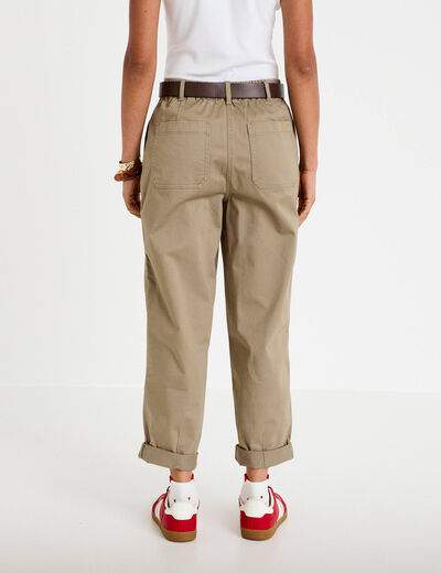 Pantalon chino avec ceinture amovible gris femme