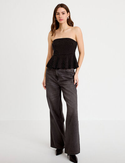 Top studs bretelles amovibles noir femme
