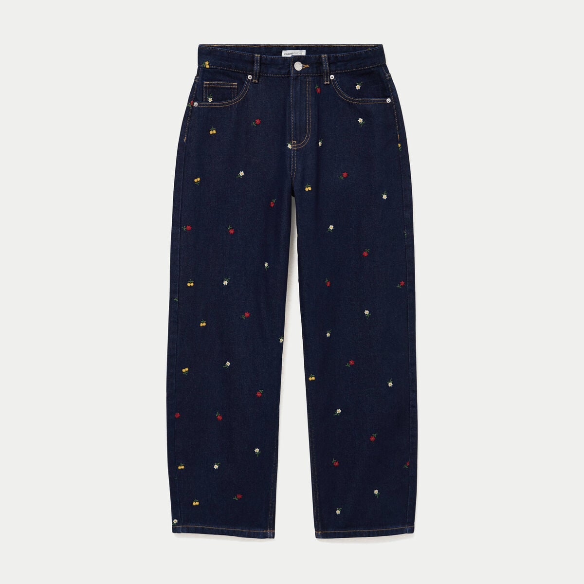 Jean avec broderie bleu marine femme