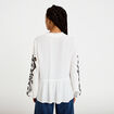 Blouse col v manches longues ecru femme