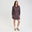 Robe courte droite col chemise marron fonc&eacute; femme