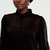 Chemise droite courte voile manches 3/4 noir femme