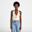 Top ajour&eacute; ecru femme
