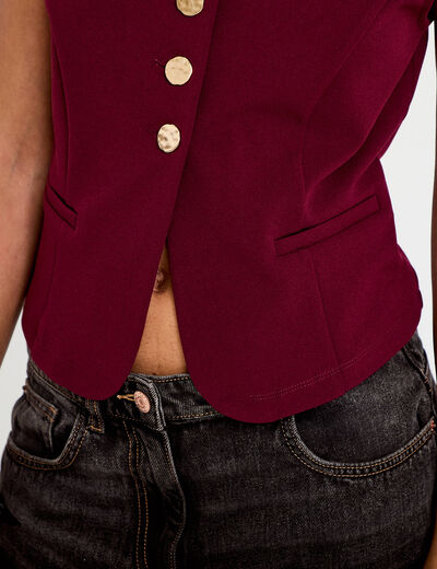 Gilet sans manches col rond bordeaux femme