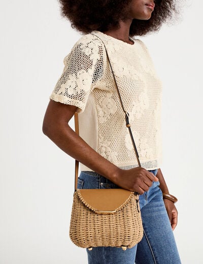 Sac bo&icirc;te paille camel femme