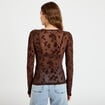 T-shirt ajust&eacute; manches longues marron cognac femme