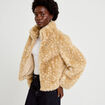 Veste cropped ajustable manches longues beige femme