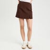 Jupe-short droite fentes marron fonc&eacute; femme