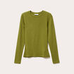 T-shirt cintr&eacute; col rond manches longues vert fonc&eacute; femme