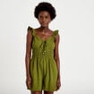 Combishort coupe flare vert kaki femme