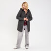 Manteau droit long &agrave; capuche noir femme