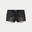 Short en jean avec broderie denim noir femme
