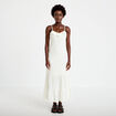 Robe longue &eacute;vas&eacute;e col v bretelles ecru femme