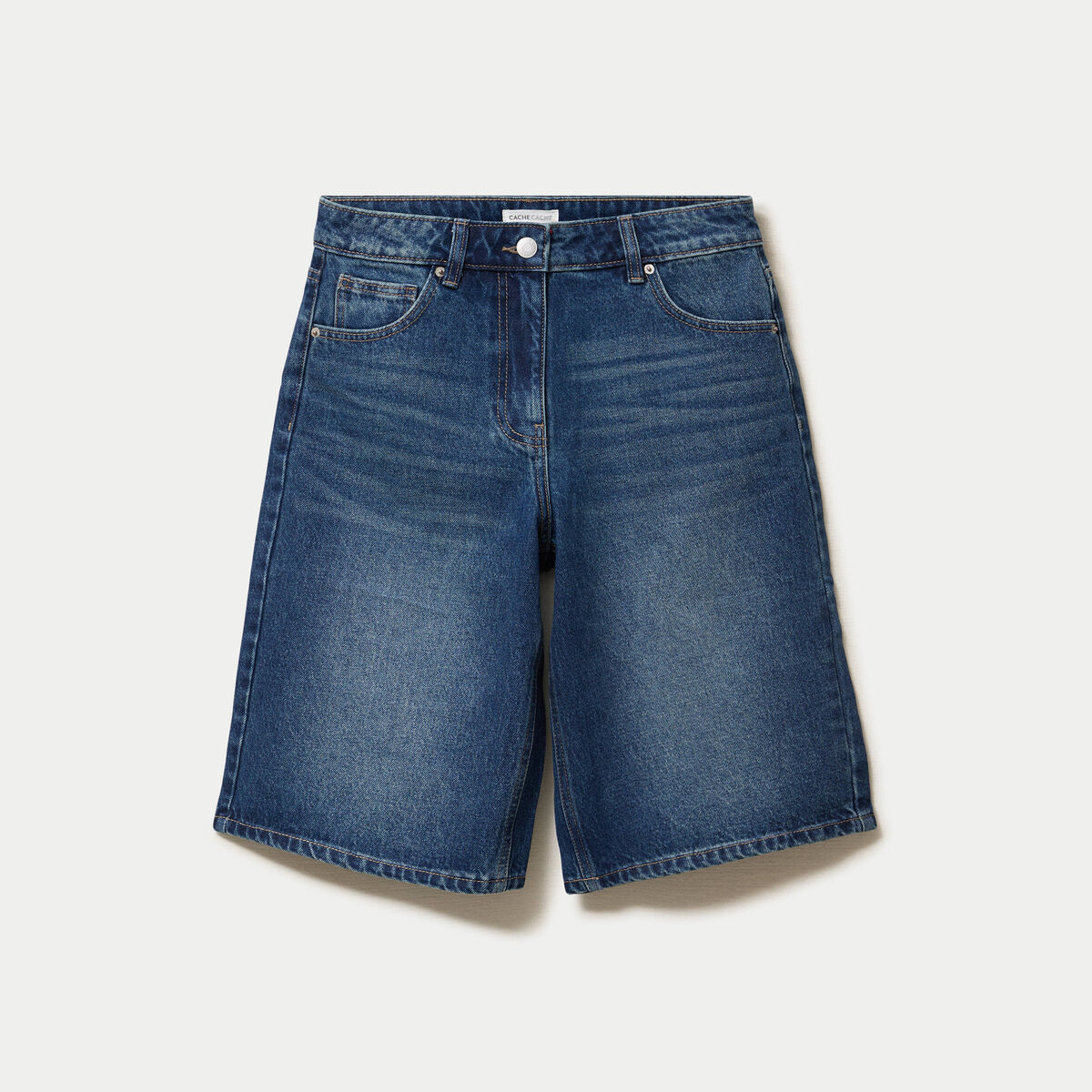 Bermuda en jean bleu fonc&eacute; femme