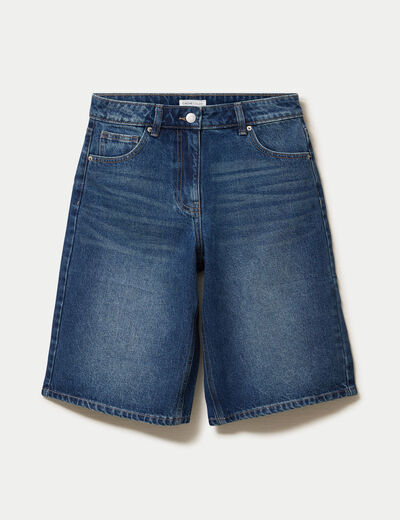 Bermuda en jean bleu fonc&eacute; femme