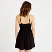 Combishort large col v fines bretelles noir femme