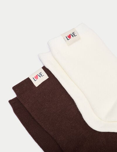 Lot de 2 paires de chaussettes marron fonc&eacute; femme