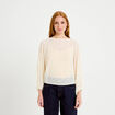Blouse dentelle col rond manches longues ecru femme