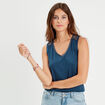 D&eacute;bardeur sans manches bleu femme