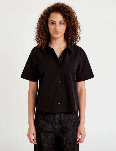 Chemise manches courtes noir femme