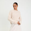Pull col rond beige femme