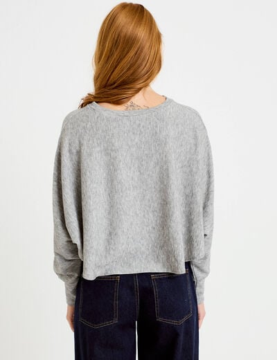 Cape boyfriend cropped col rond gris clair femme