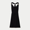 Robe longue droite fines bretelles col v noir femme