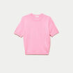 Pull ajust&eacute; court manches courtes rose femme