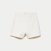 Jupe-short trap&egrave;ze courte en tweed ecru femme