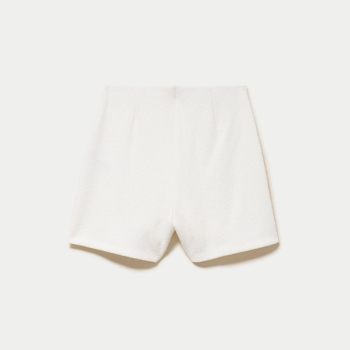 Jupe-short trap&egrave;ze courte en tweed ecru femme