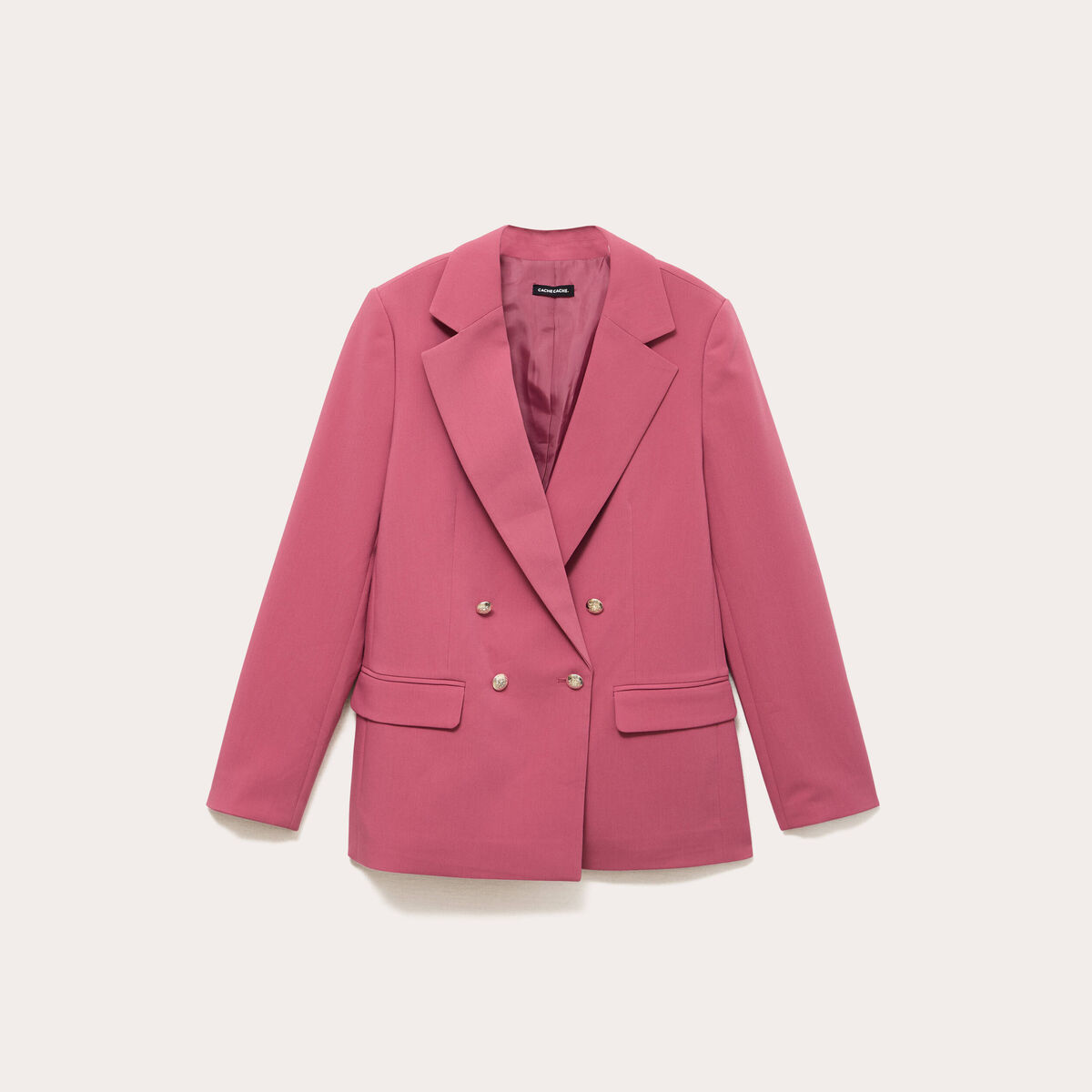 Blazer col tailleur manches longues vieux rose femme