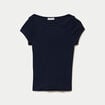 T-shirt ajust&eacute; manches courtes bleu marine femme