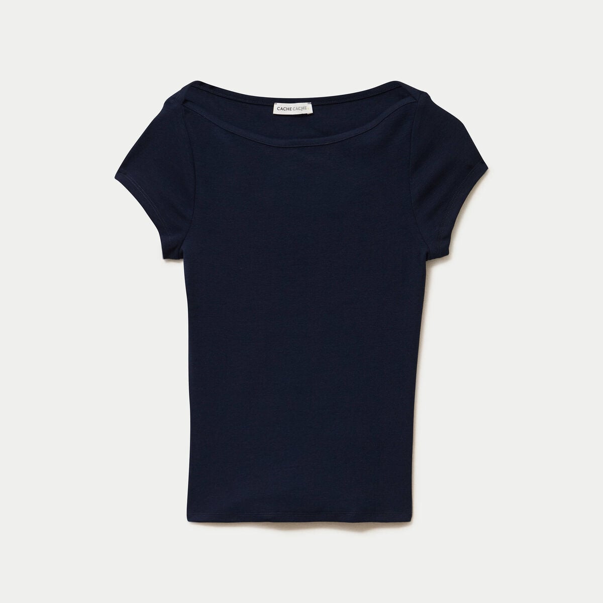 T-shirt ajust&eacute; manches courtes bleu marine femme