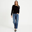 Pull col bardot manches longues noir femme