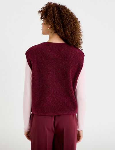 Gilet sans manches effet polaire bordeaux femme