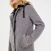 Manteau droit long &agrave; capuche gris clair femme