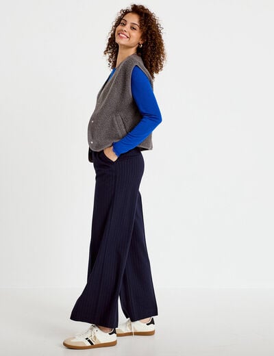 Pantalon bootcut taille standard bleu marine femme