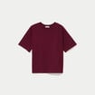 T-shirt col rond manches courtes bordeaux femme