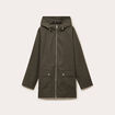 Parka &agrave; capuche taille ajustable vert kaki femme