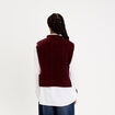 Pull sans manches torsad&eacute; violet fonc&eacute; femme
