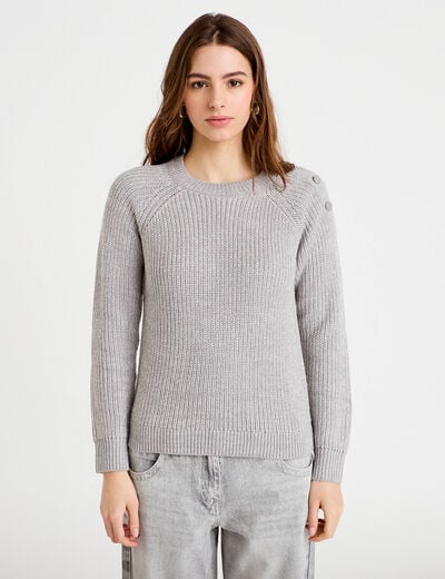 Pull manches longues gris clair femme