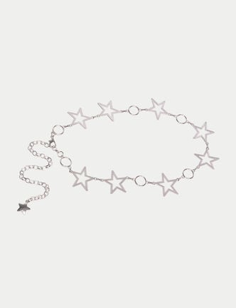 Ceinture fine avec cha&icirc;ne gris argent femme