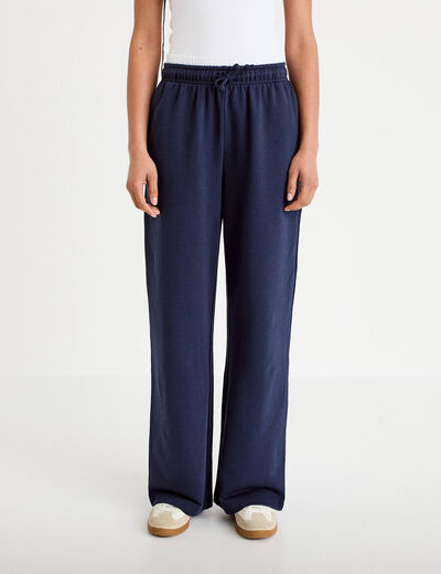 Pantalon large style jogging bleu marine femme