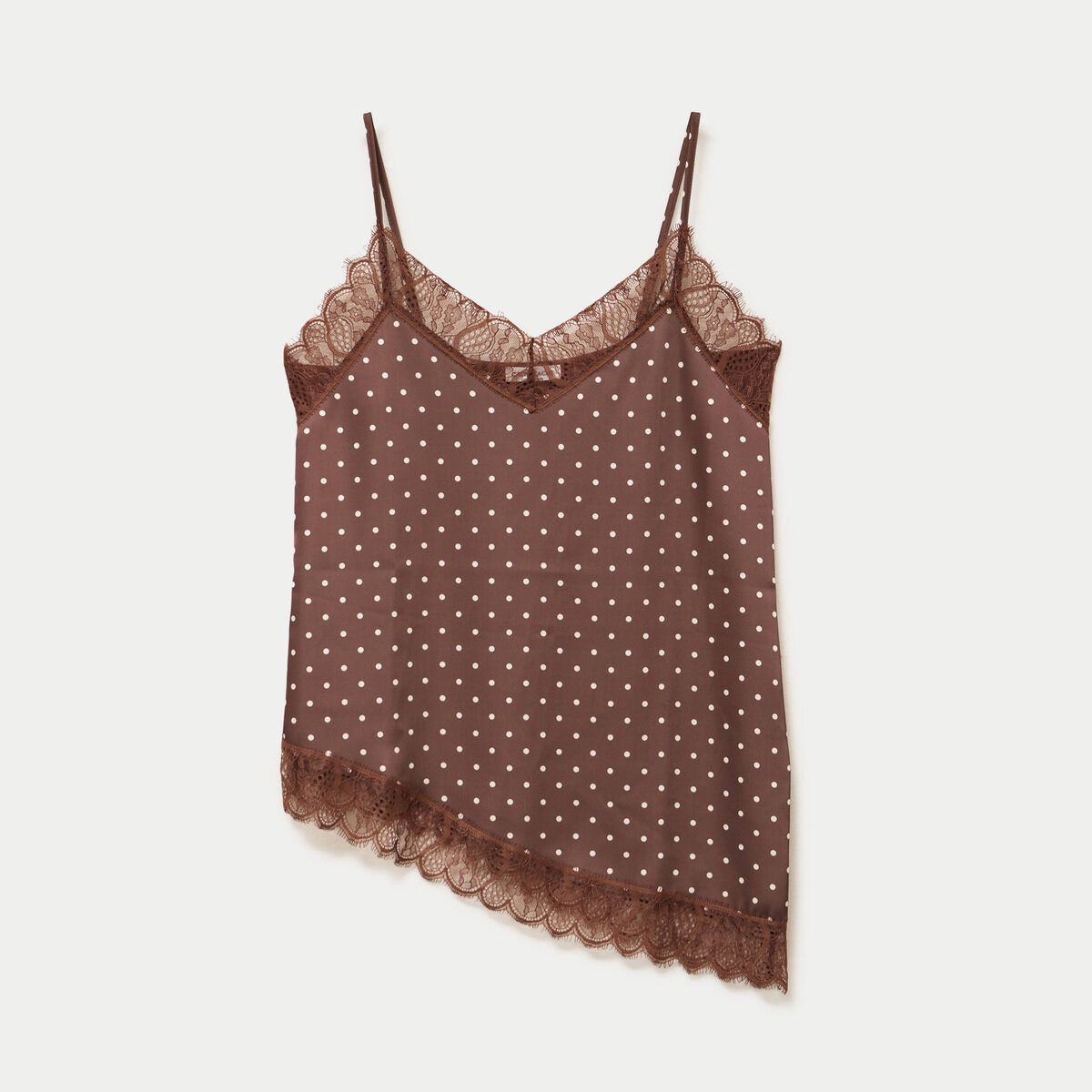 D&eacute;bardeur droit d&eacute;tail dentelle marron fonc&eacute; femme