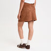 Jupe trap&egrave;ze courte aspect daim marron femme