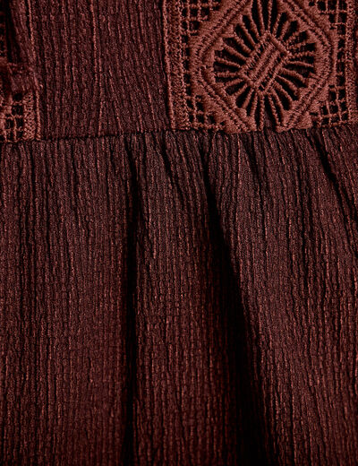 Blouse sans manches col v marron femme